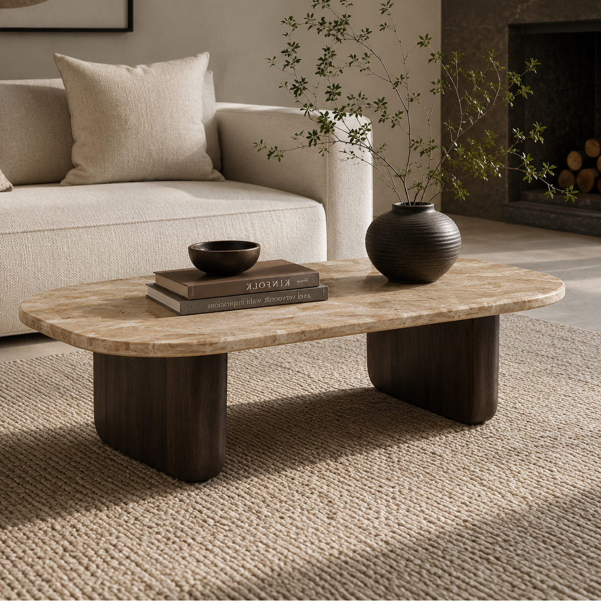 Lennox Marble & Wood Coffee Table
