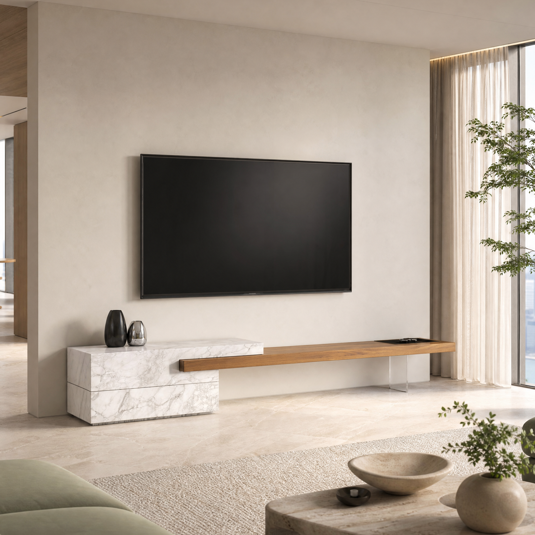 Stafford Marble & Wood TV Unit