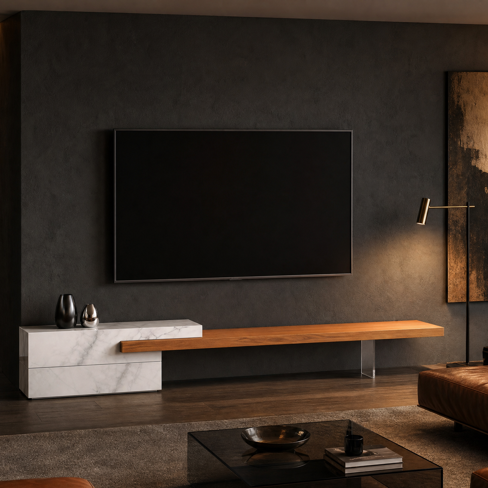 Stafford Marble & Wood TV Unit