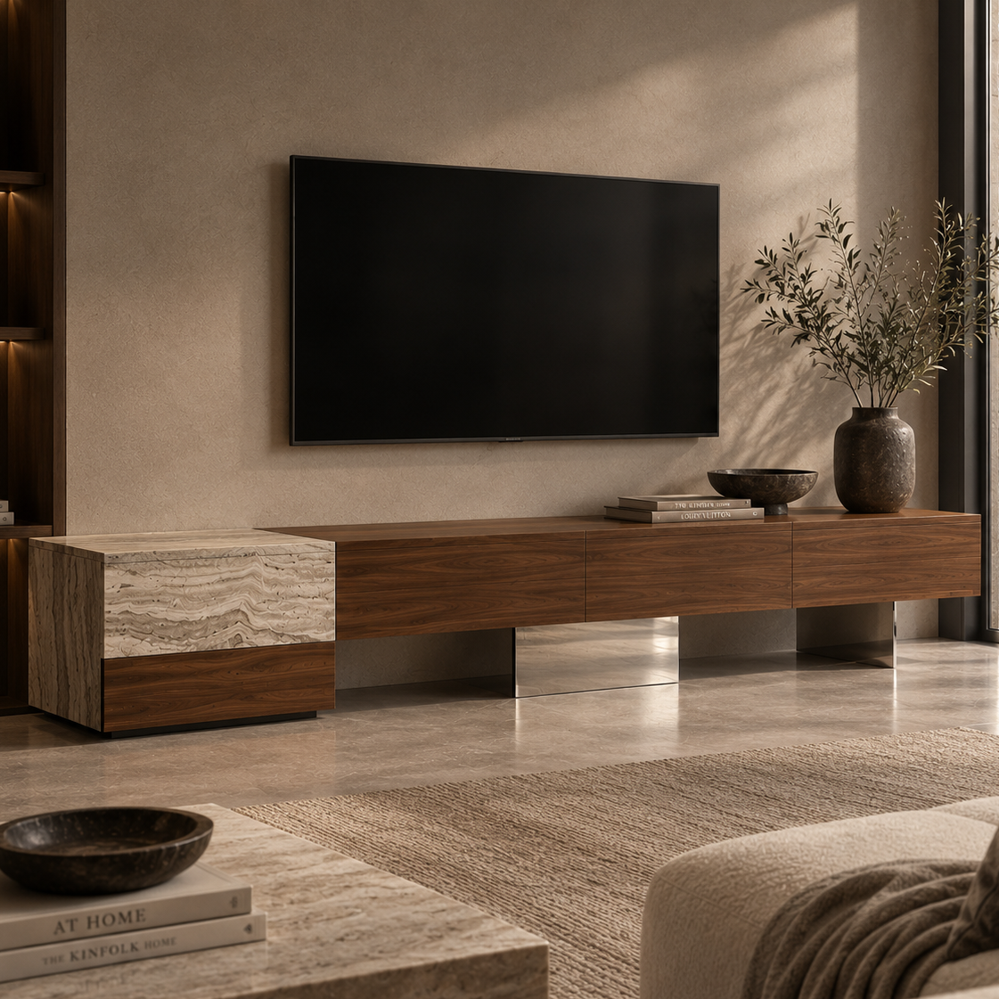 Lansdowne Marble & Wood TV Unit