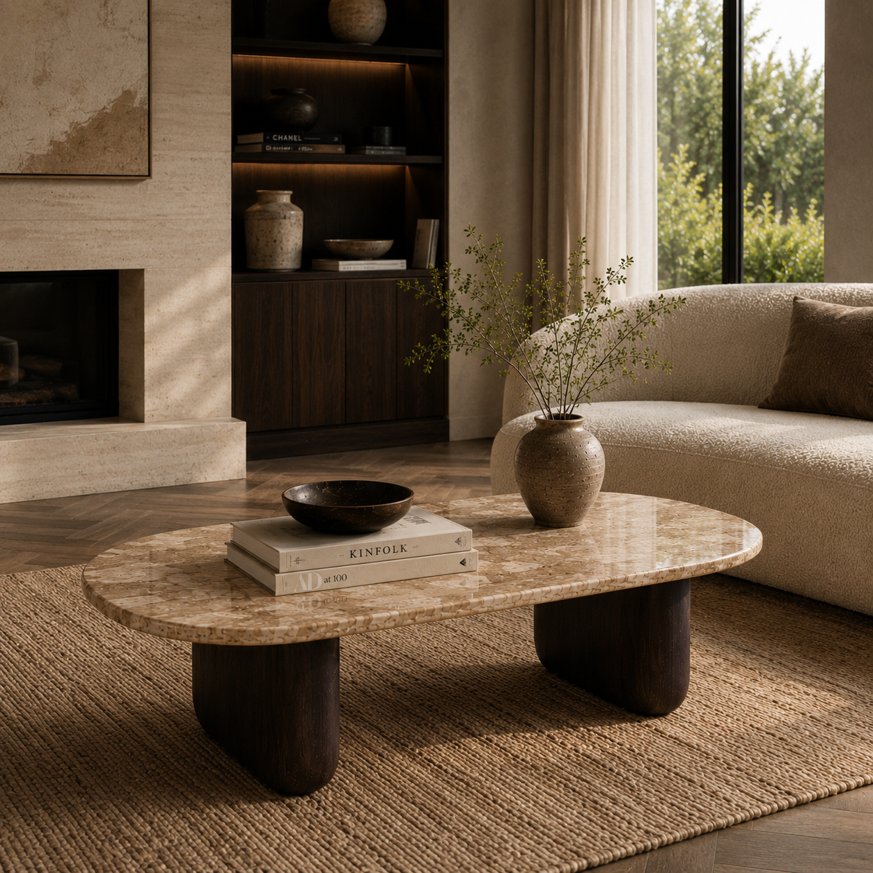 Lennox Marble & Wood Coffee Table