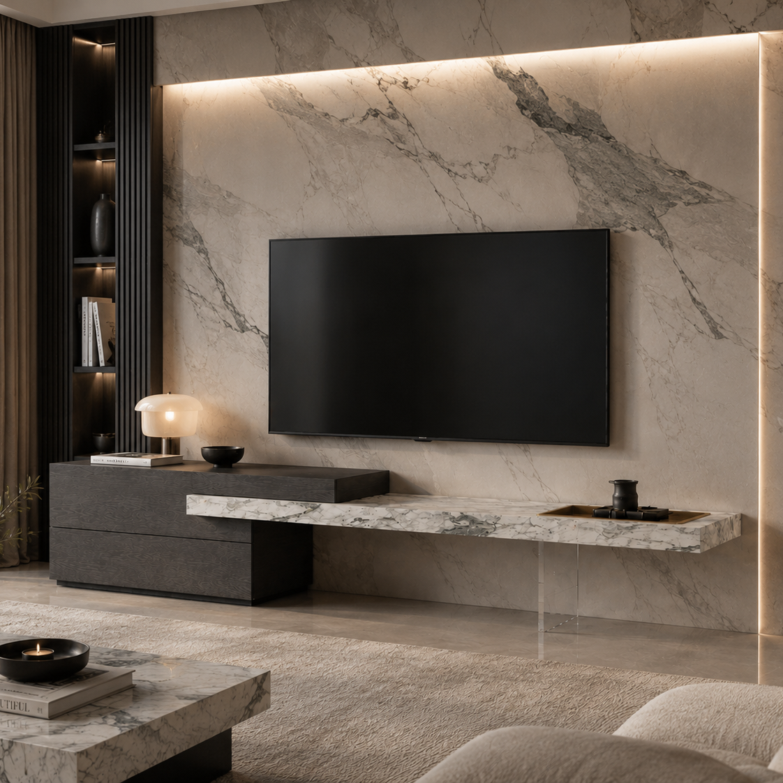 Hanover Marble & Wood TV Unit