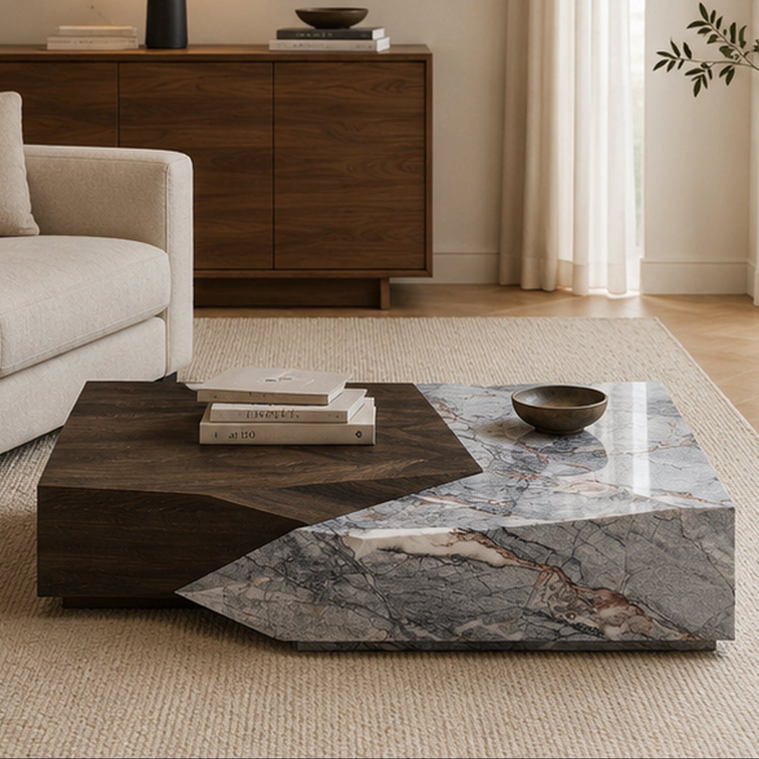Mercer Marble & Wood Coffee Table