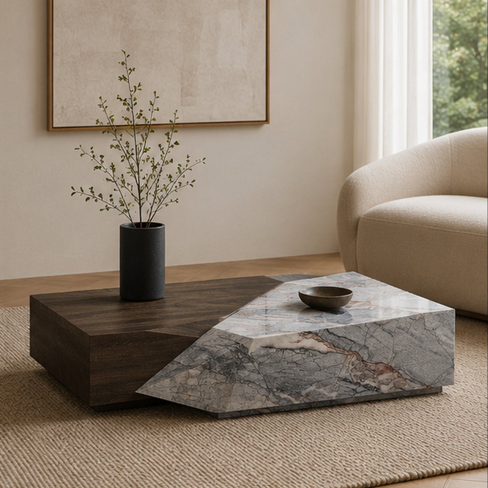 Mercer Marble & Wood Coffee Table