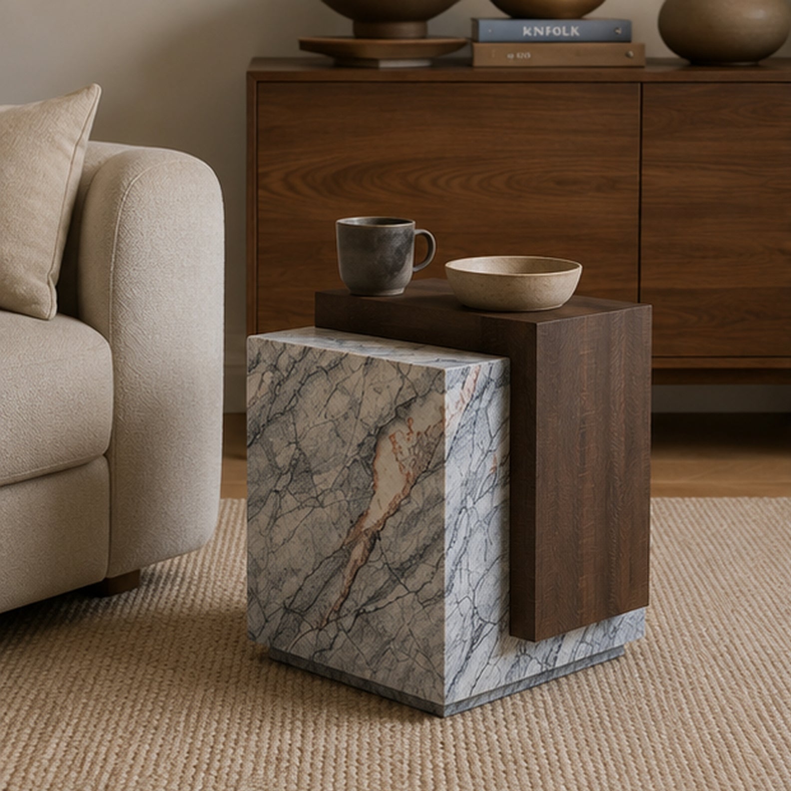 Mercer Marble & Wood Side Table