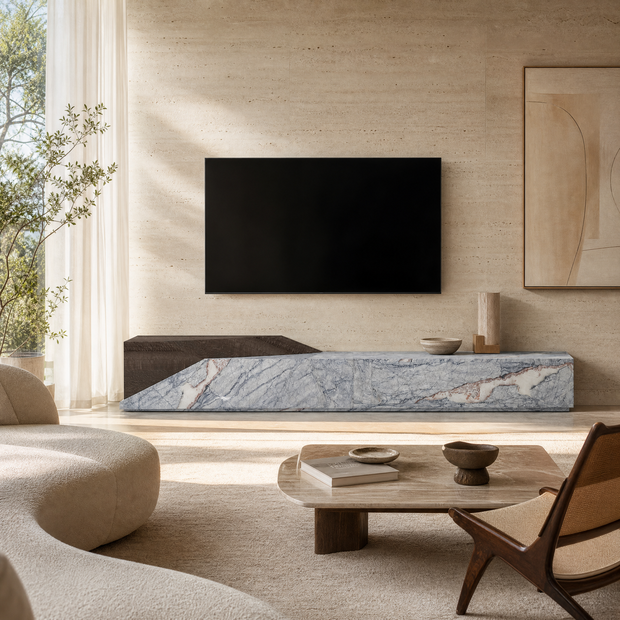 Mercer Marble & Wood TV Unit