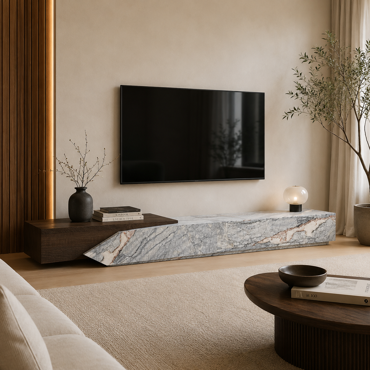 Mercer Marble & Wood TV Unit