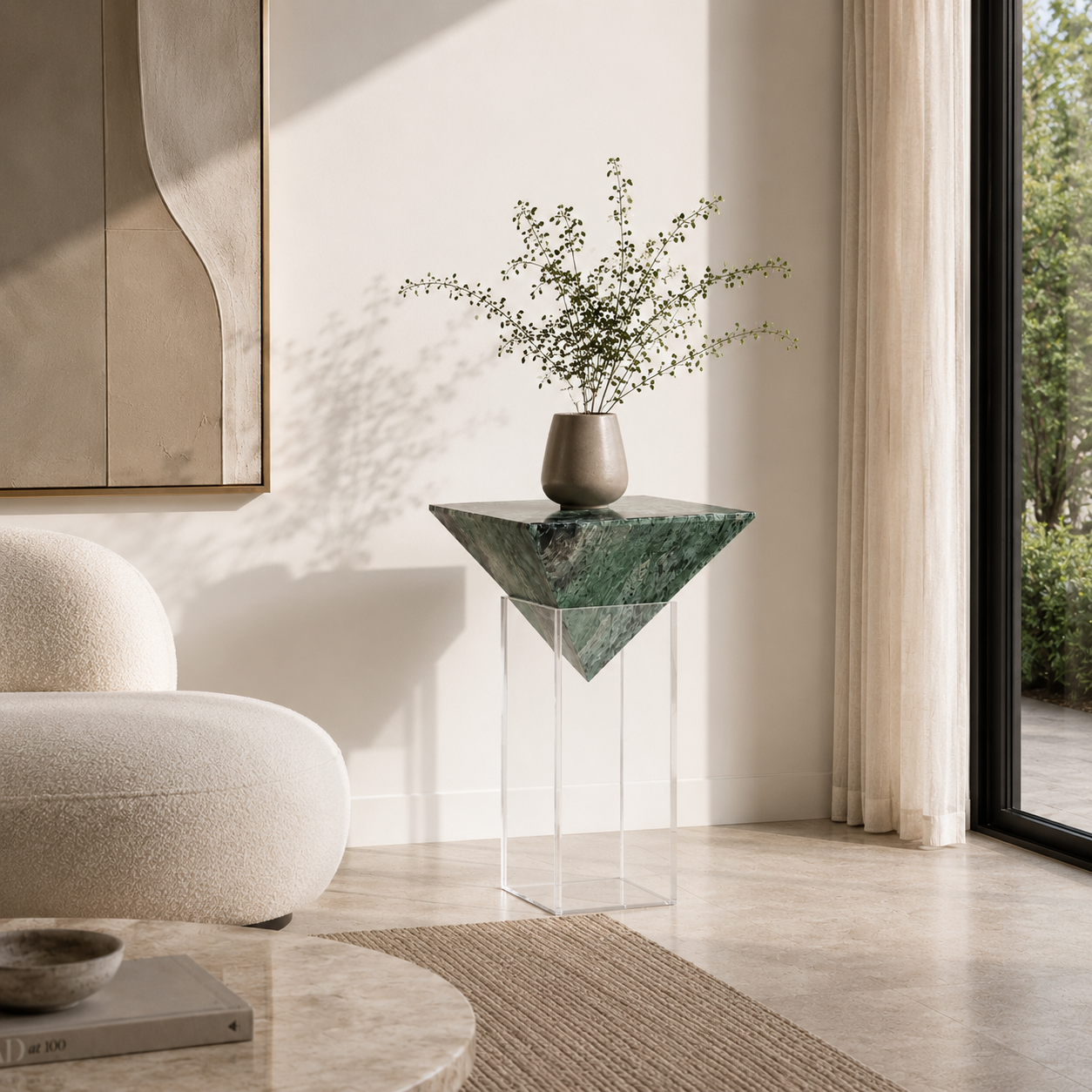 Marston Green Marble Pedestal Table