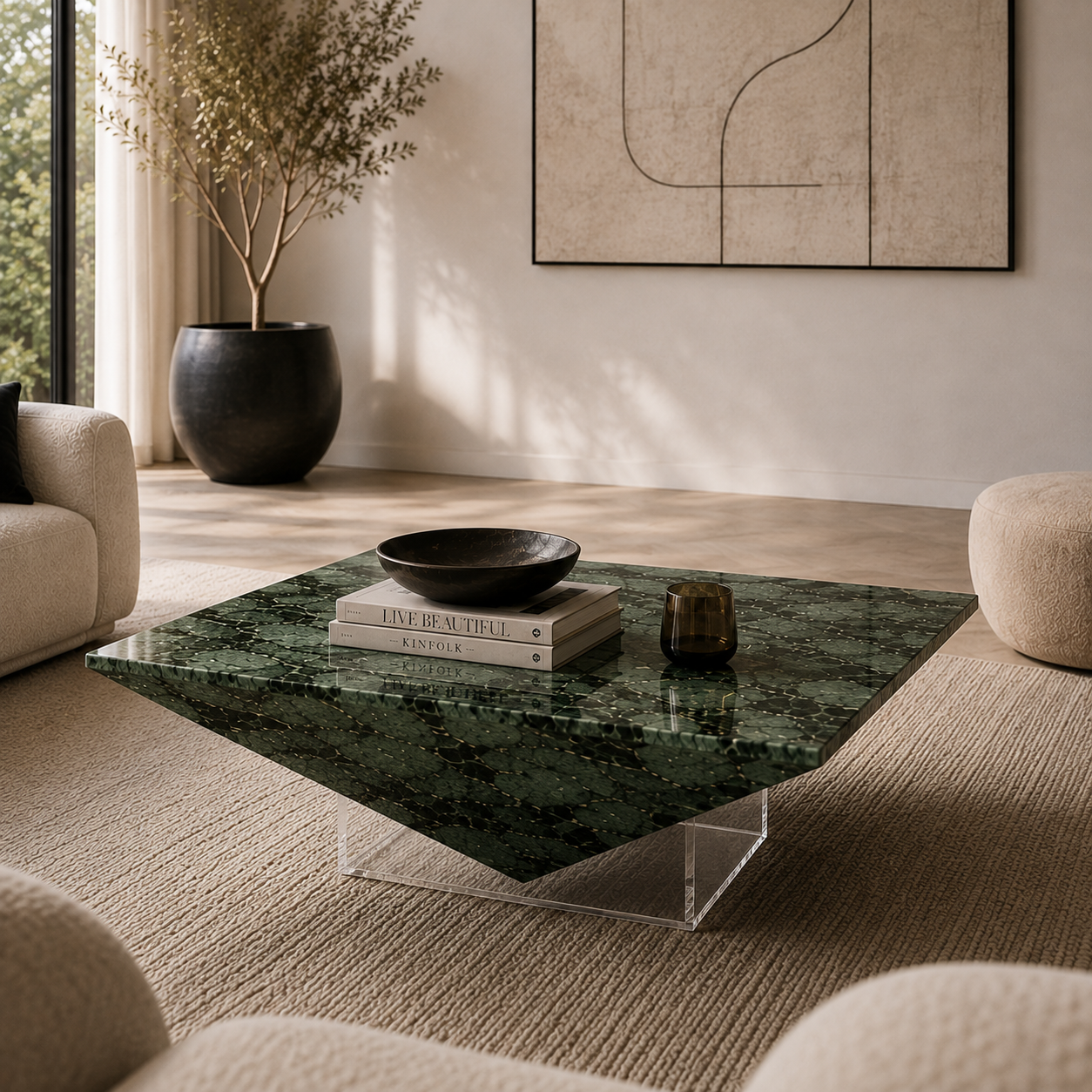 Marston Green Marble Square Coffee Table