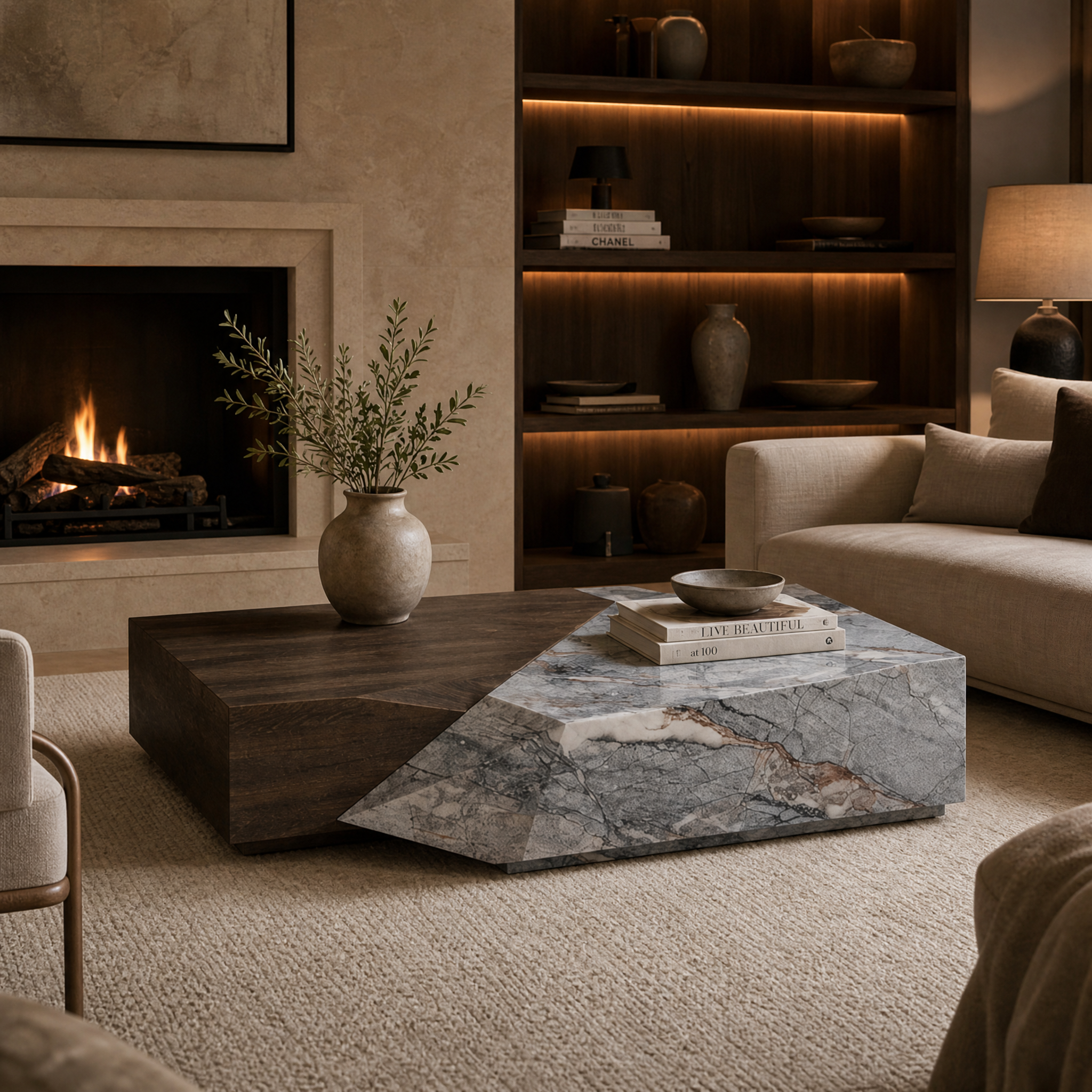 Mercer Marble & Wood Coffee Table