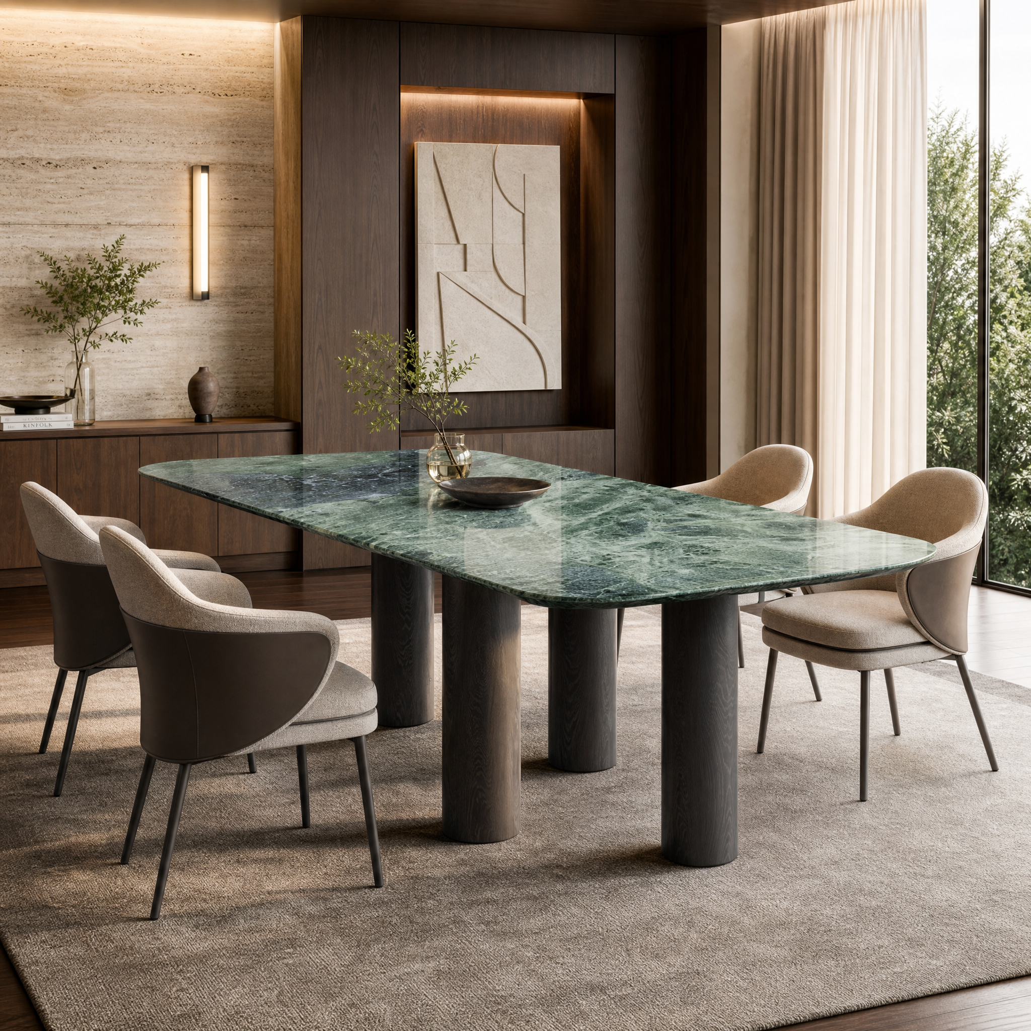 Portman Marble & Wood Dining Table