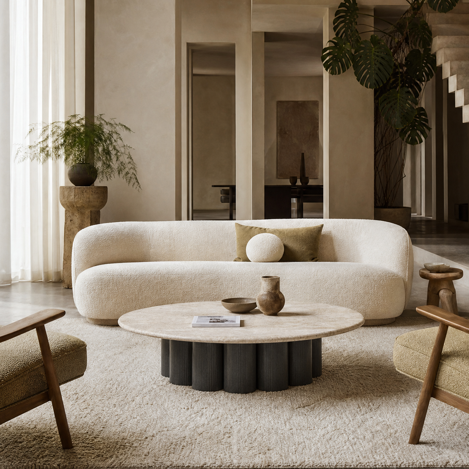 Jermyn Marble & Wood Coffee Table