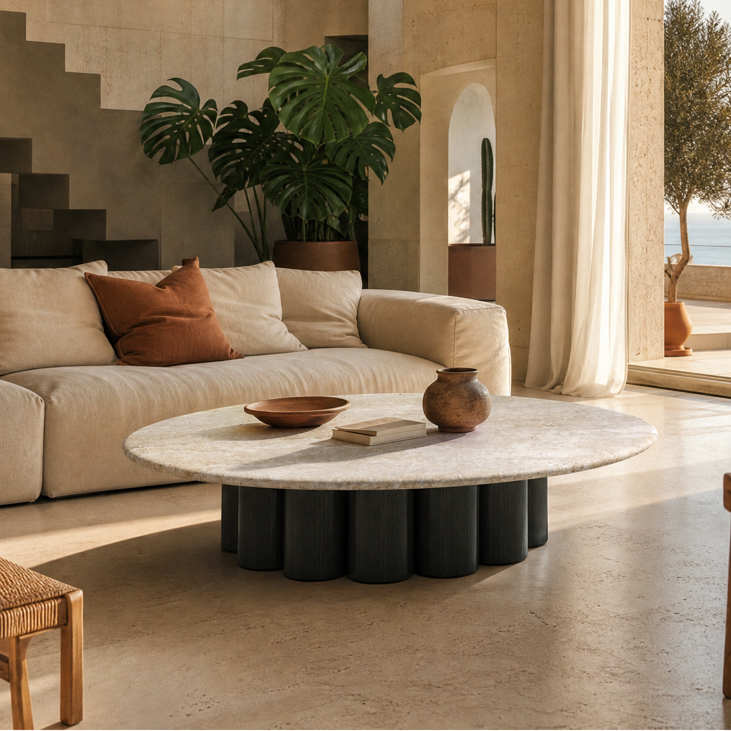 Jermyn Marble & Wood Coffee Table