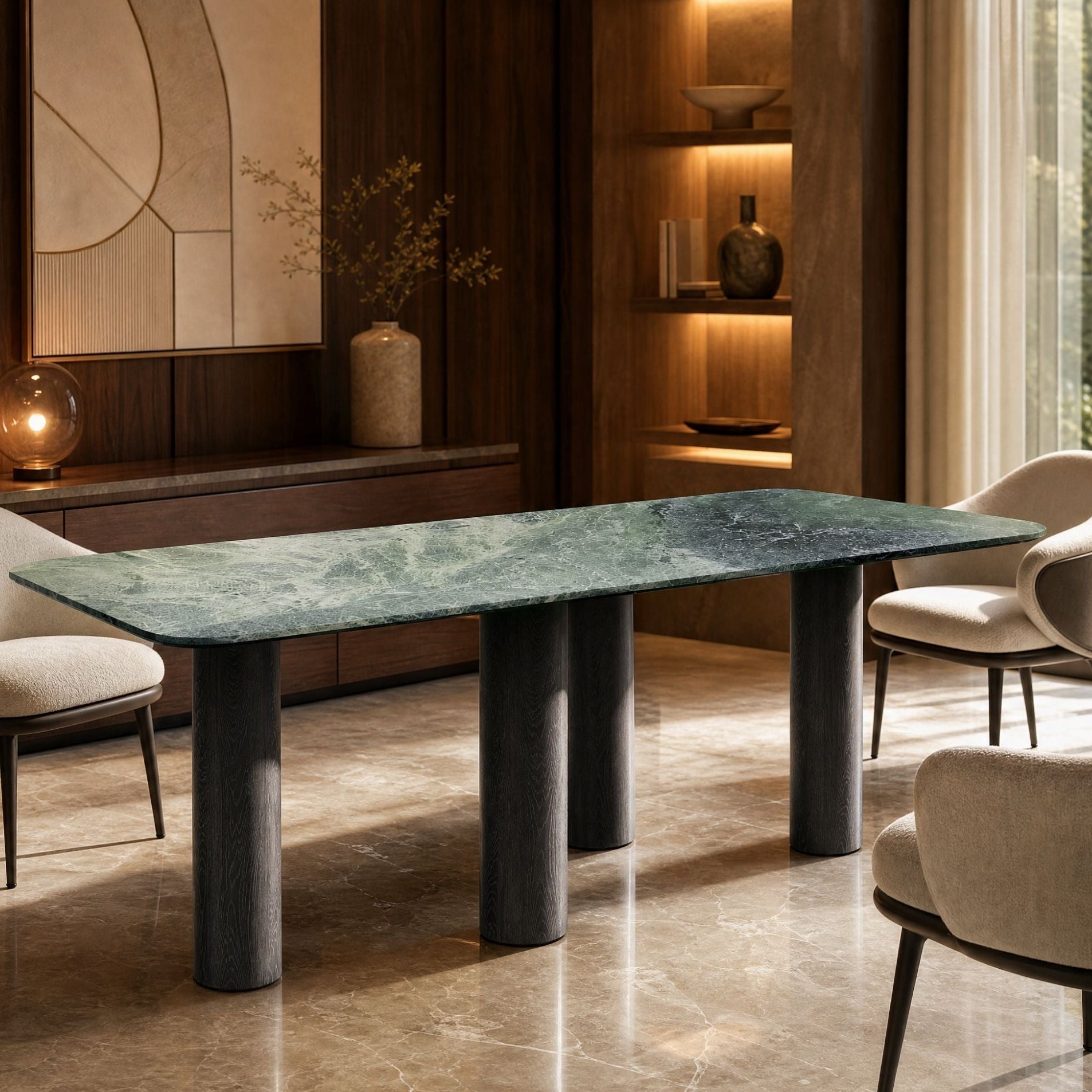 Portman Marble & Wood Dining Table