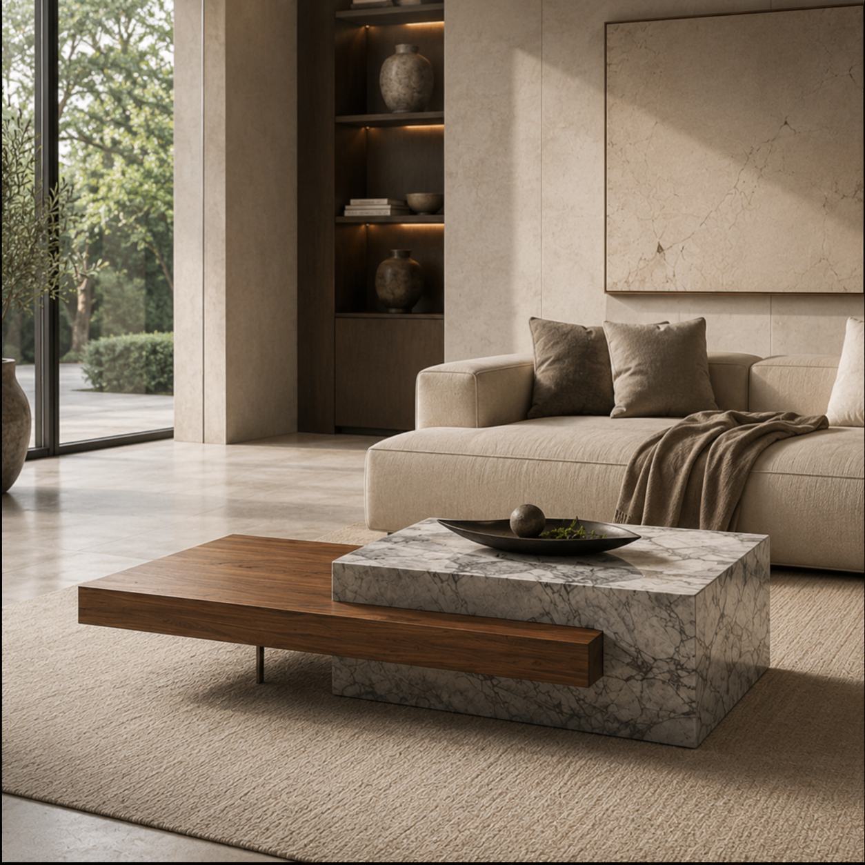 Stafford Marble & Wood Coffee Table