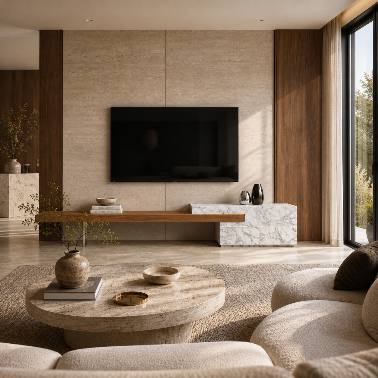 Stafford Marble & Wood TV Unit
