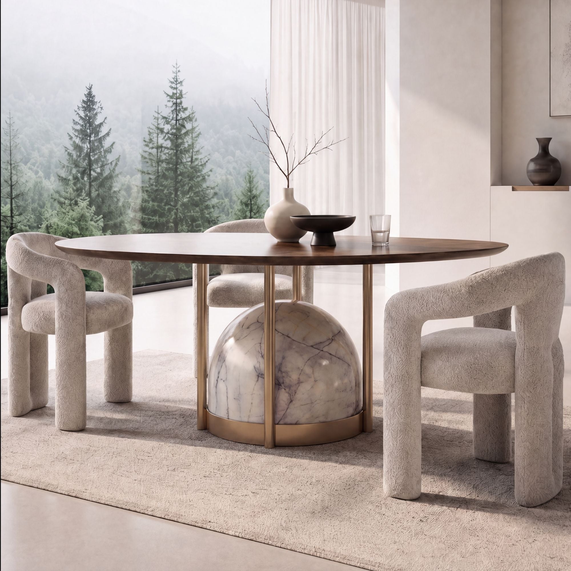 Sloane Marble & Wood Dining Table