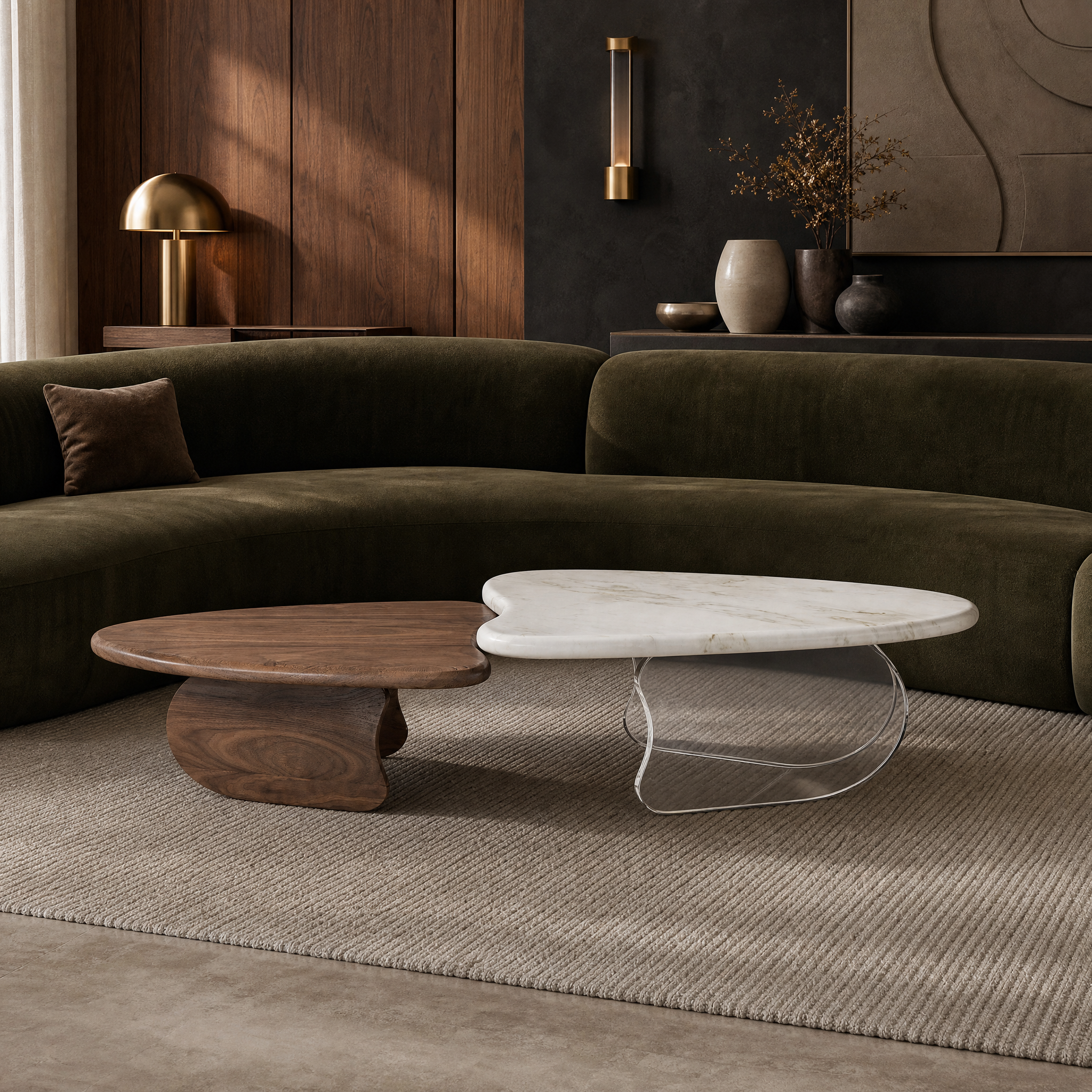 Albemarle Marble & Wood Coffee Table