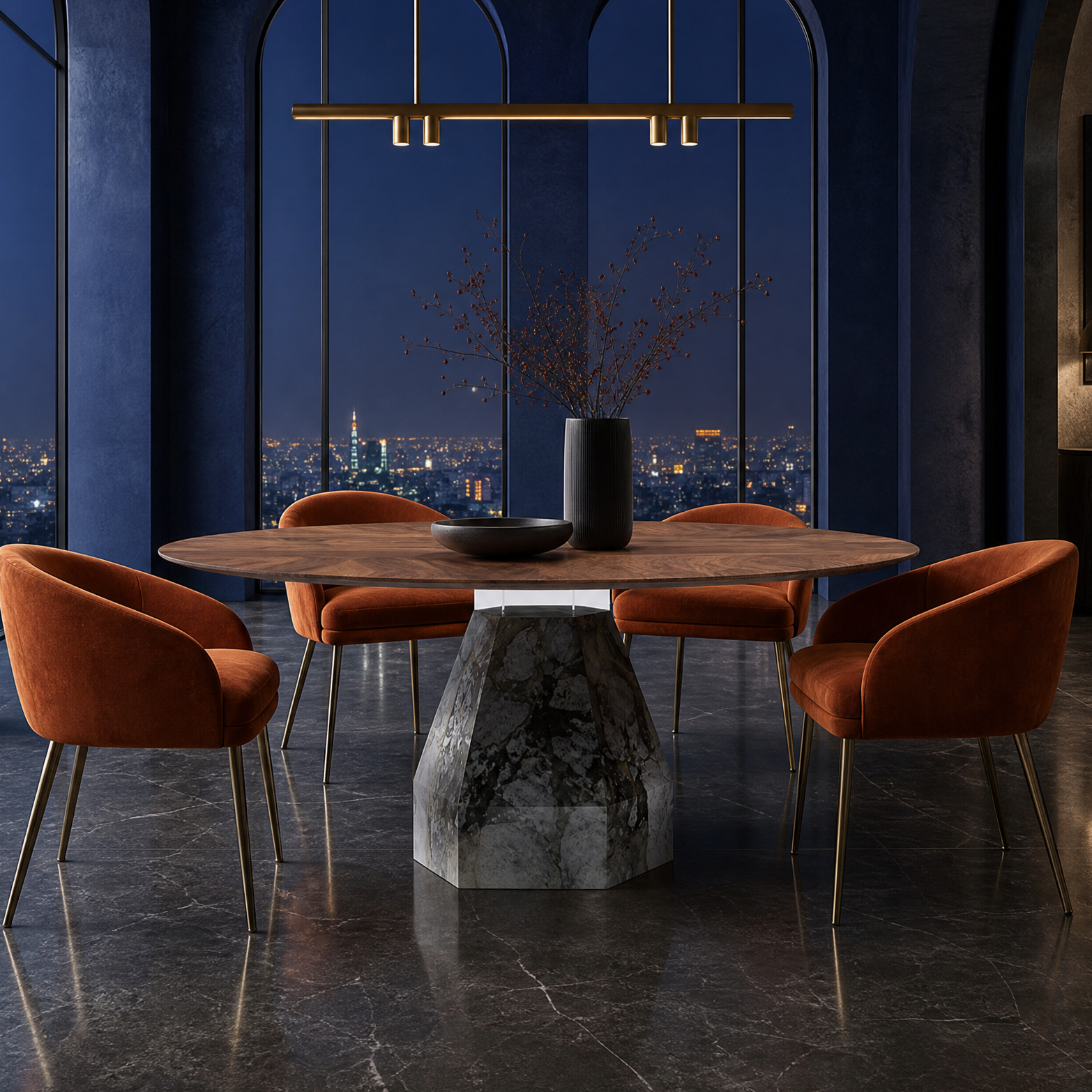 Astor Wood & Marble Dining Table