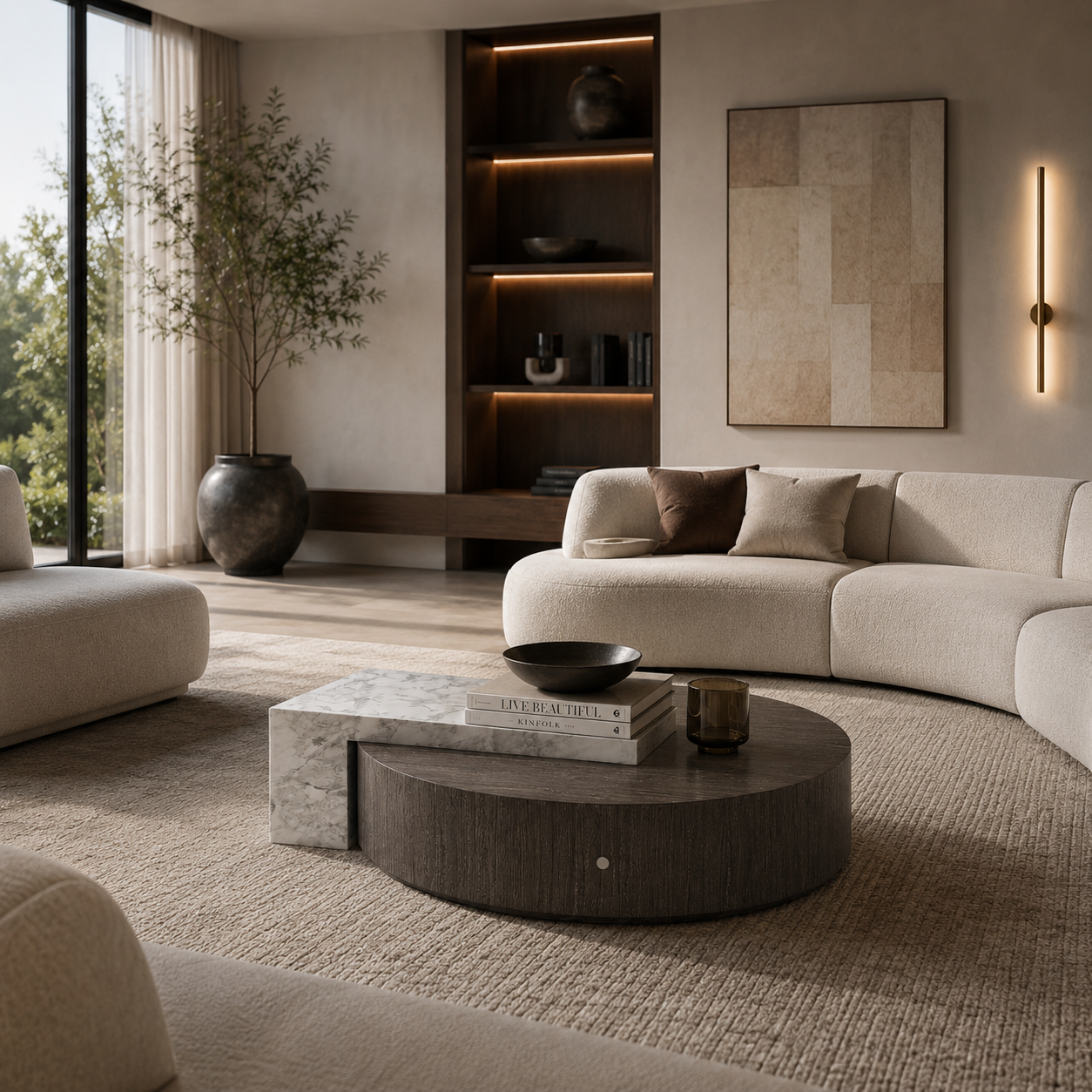 Wren Marble & Wood Coffee Table